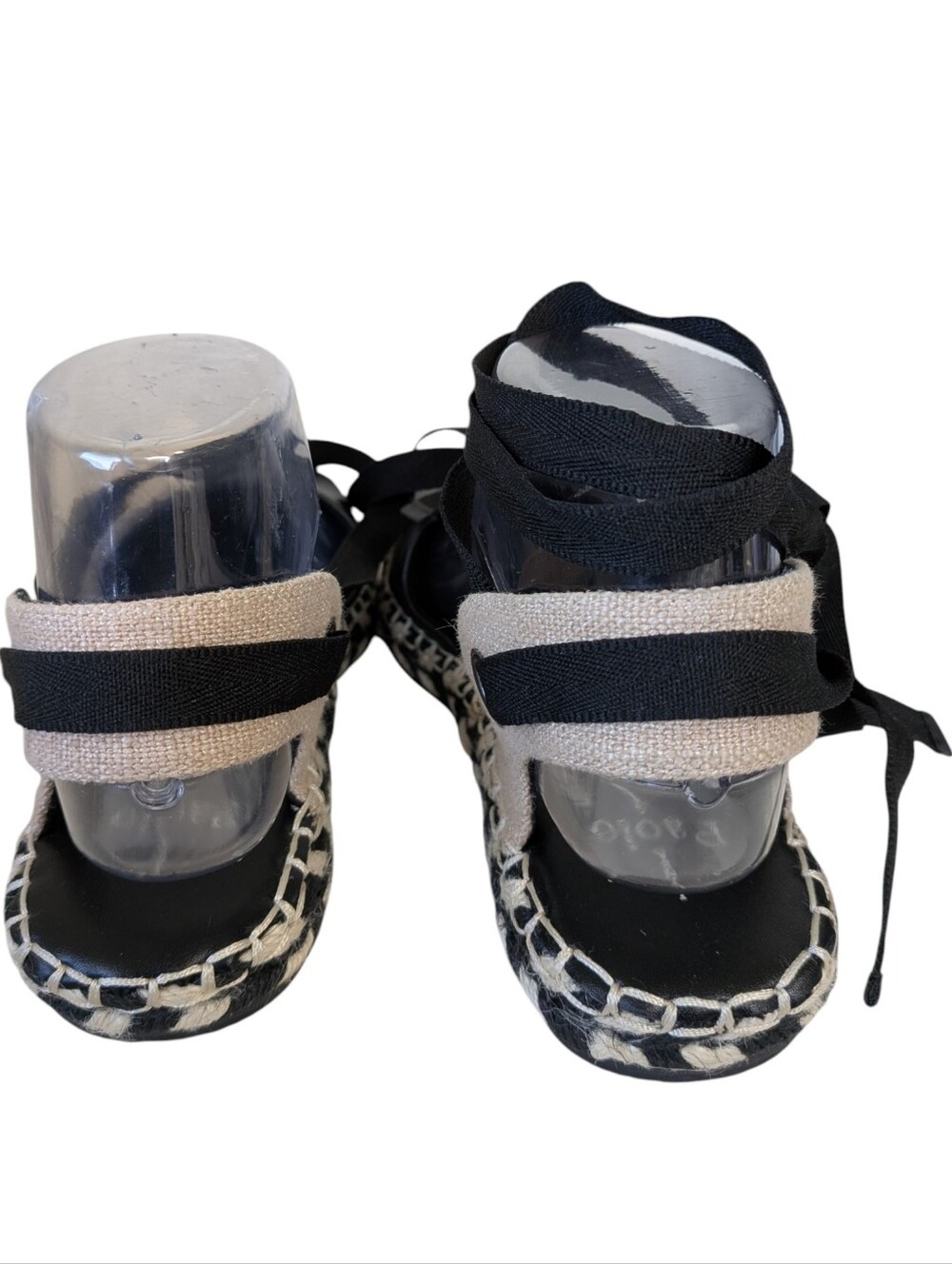 Linea Paolo Black and Beige Lace-Up Espadrille Flats... Size 7.5 - Picture 6 of 7